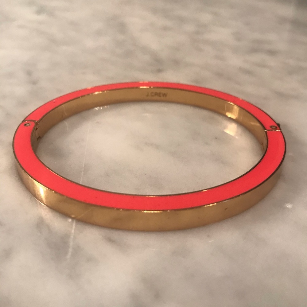 J. Crew Gold and Coral Bangle Bracelet